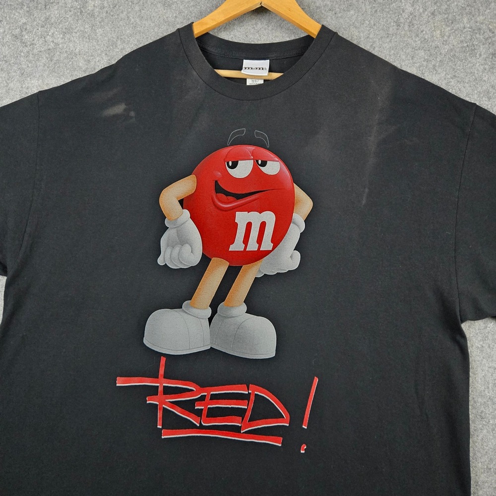 M&M's Graphic T-Shirt Mens 2XL Black Red Character Mars Inc 2011 Y2K Streetwear
